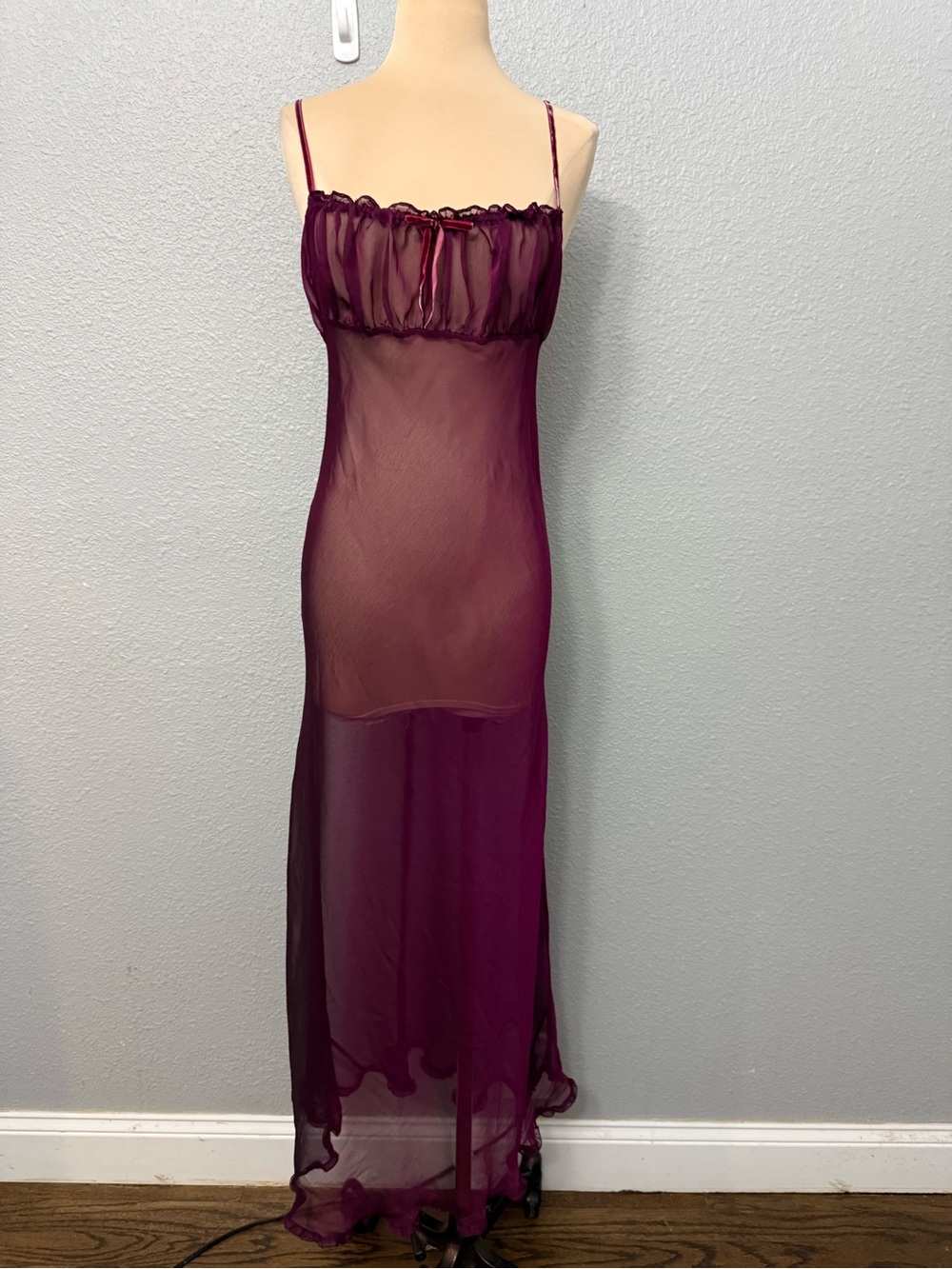 Vintage 90's Victoria's Secret Milkmaid Sheer Chiffon Slip Dress Size Small